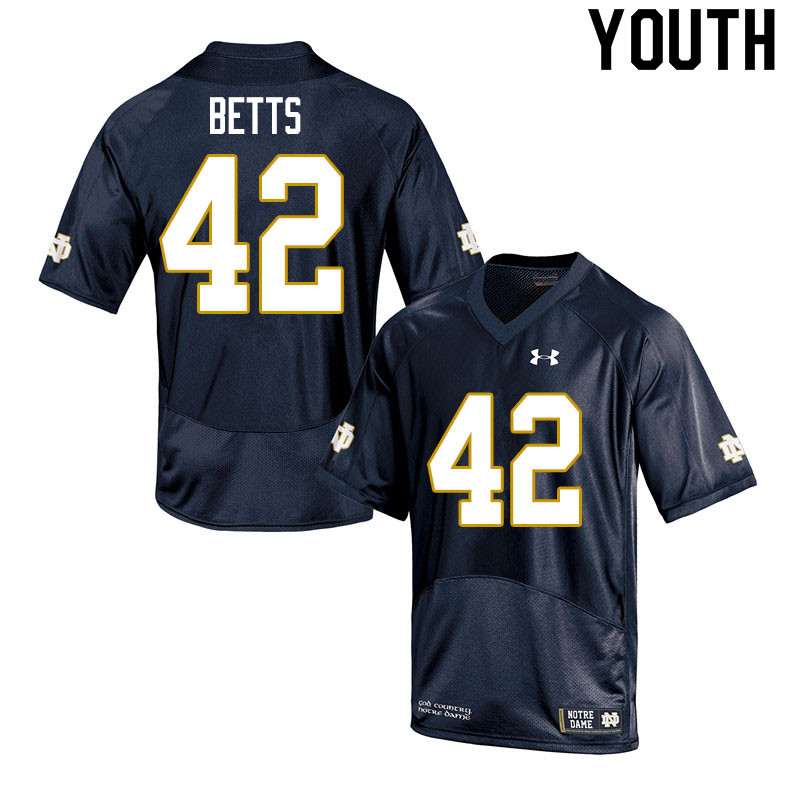 Youth NCAA Notre Dame Fighting Irish #42 Stephen Betts Stitched College Under Armour Authentic Navy Football Jersey OO10O71NG